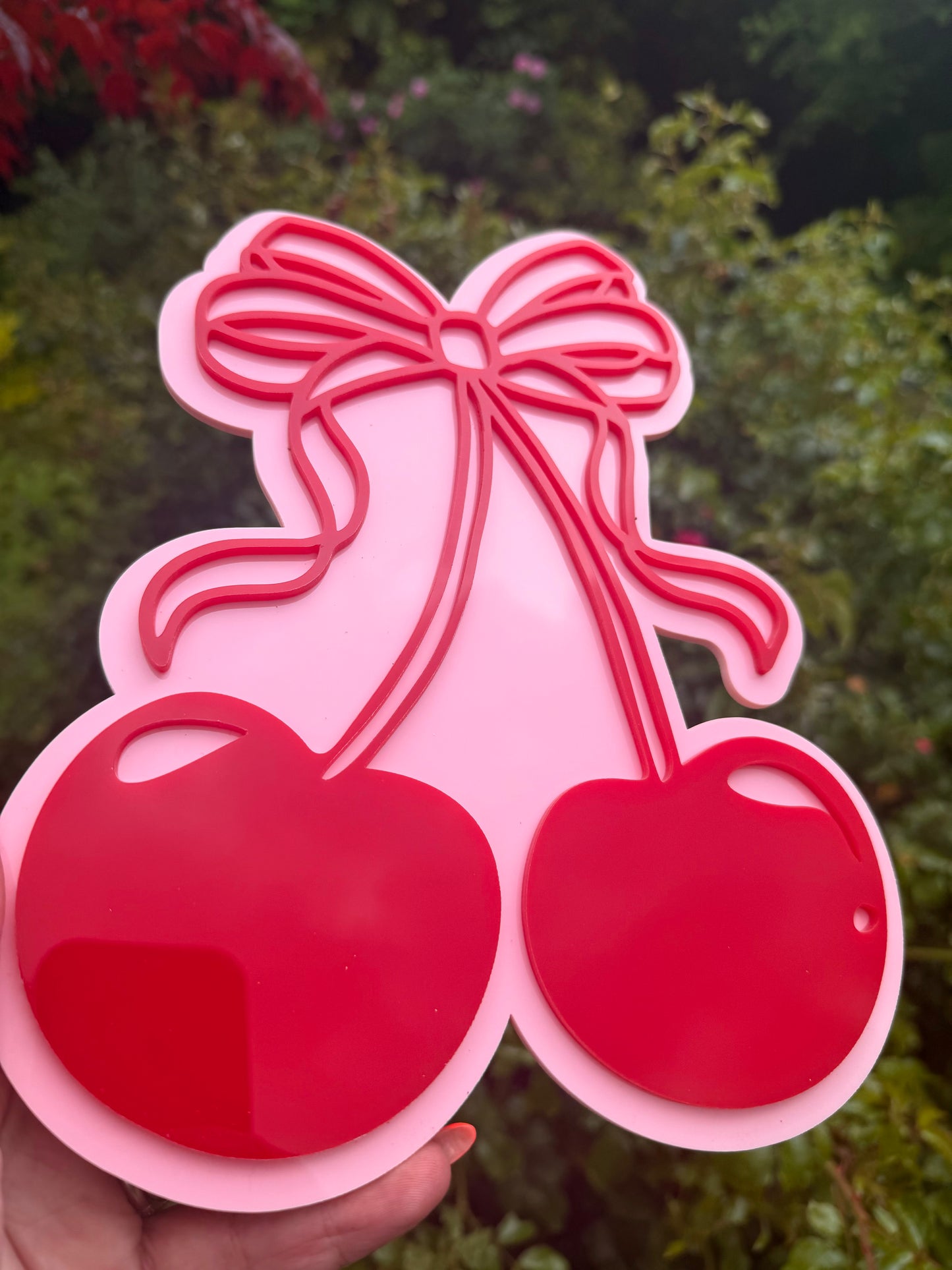 Coquette Cherries Wall Art – Y2K Aesthetic Acrylic Sign