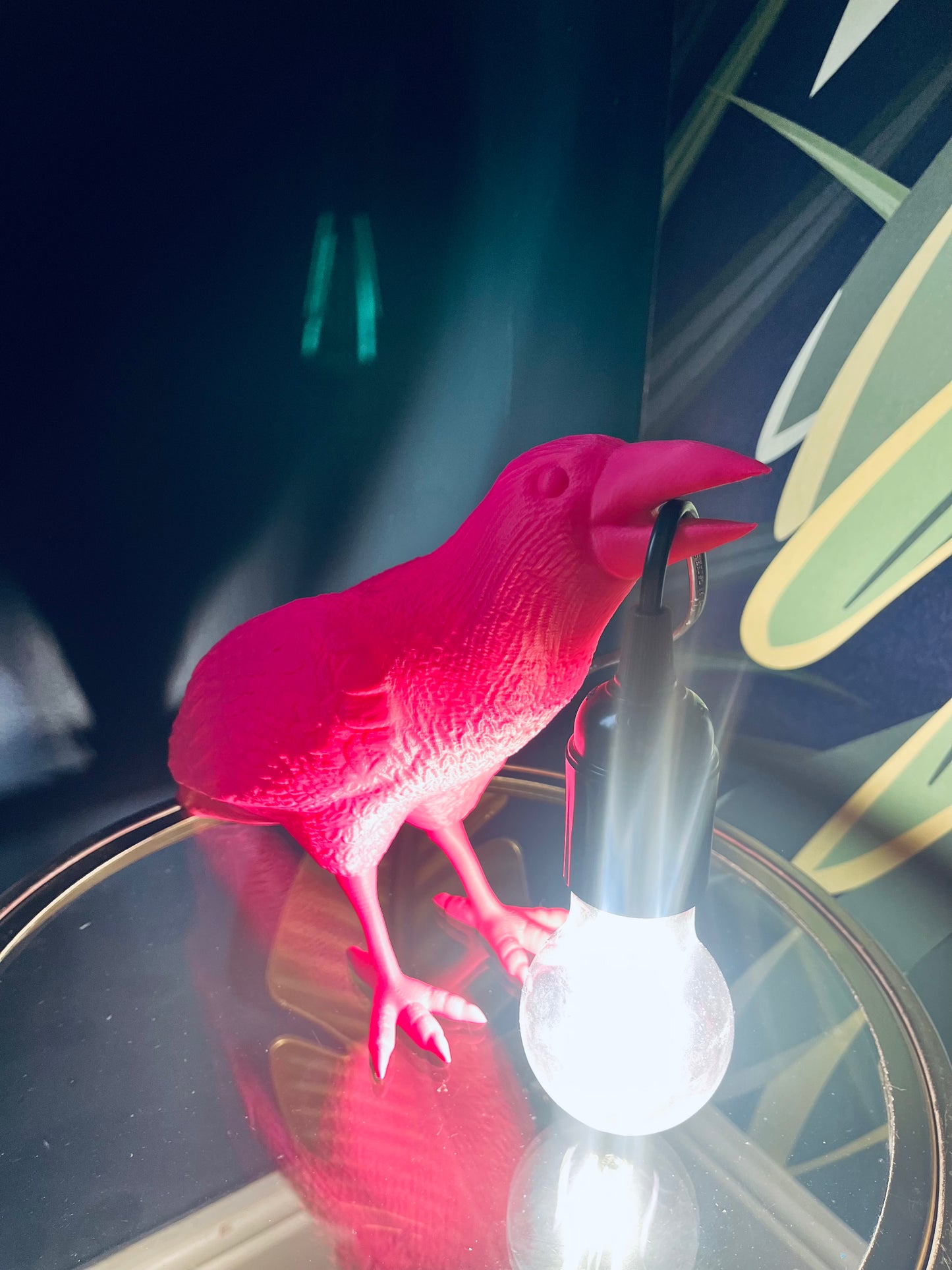 Neon Pink Raven Lamp