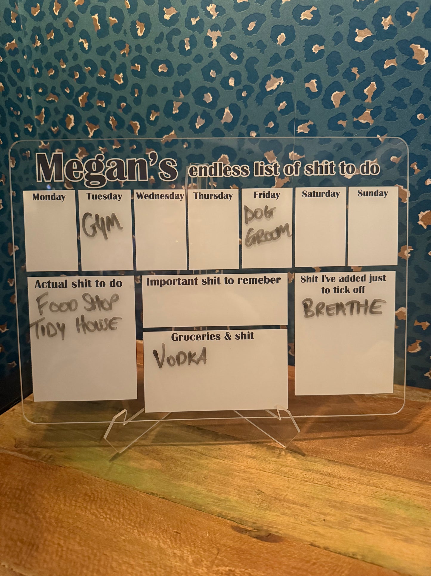 'Endless List of SHIT to do' - Wipe Clean Acrylic Planner