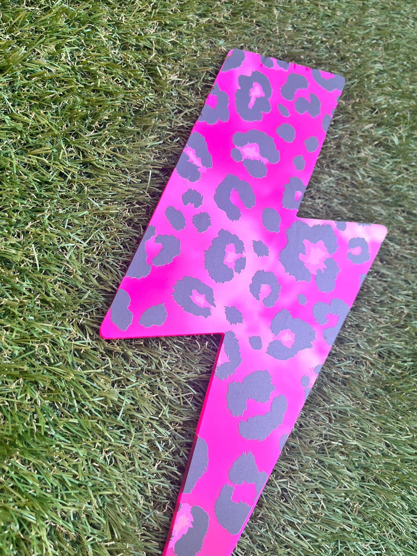 Leopard Print Lightening Bolt wall decor - Acrylic - Bolt Decor