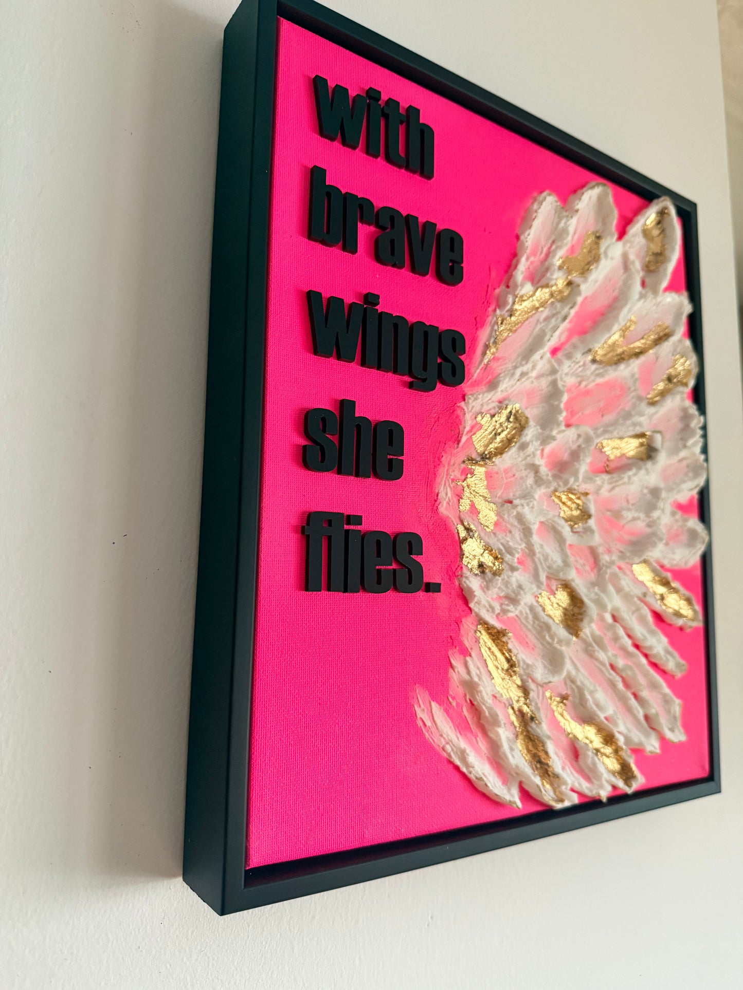 'With Brave Wings She Flies', Hand Finished Framed Canvas Art