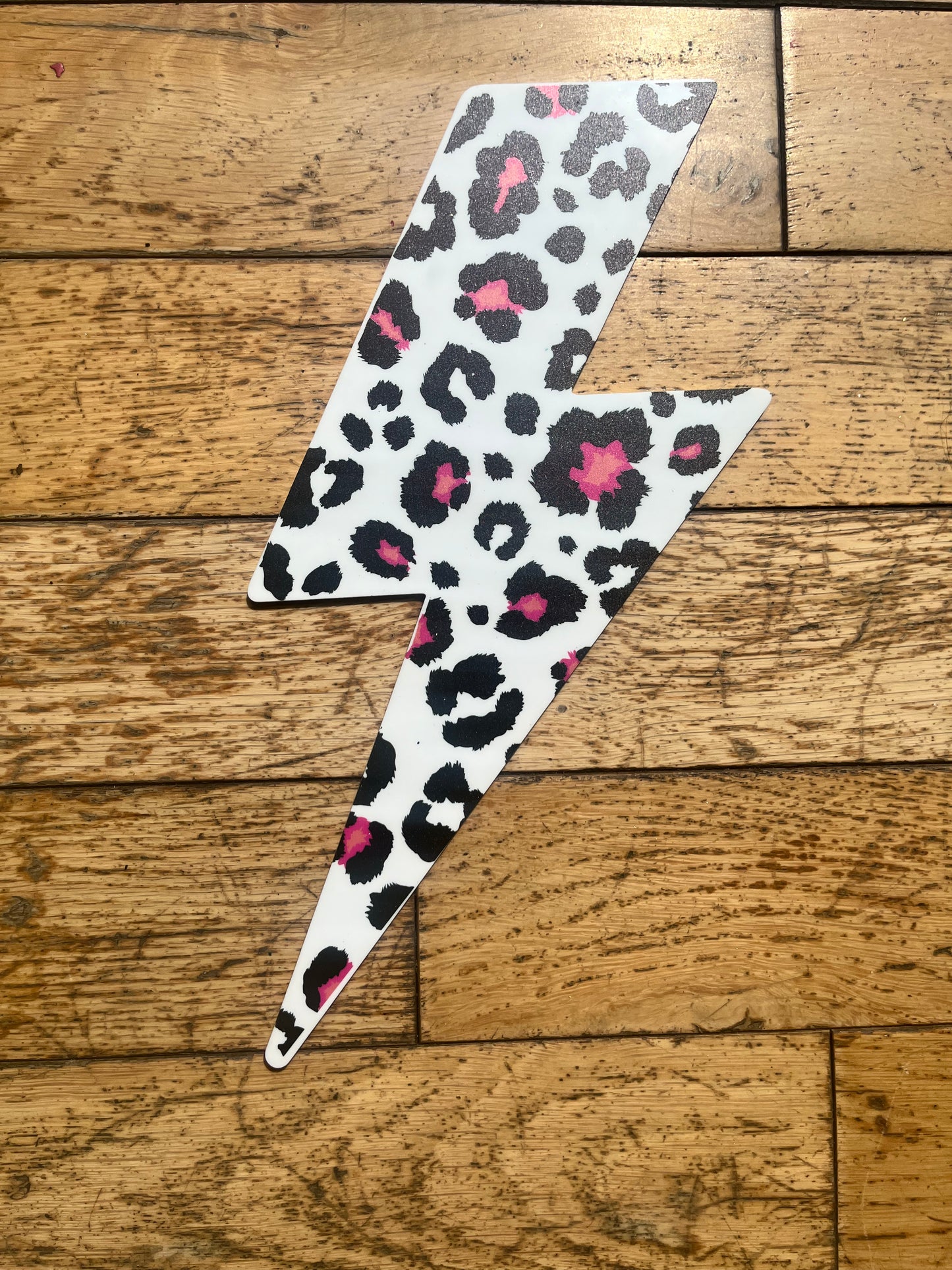 SAMPLE Leopard Print Lightening Bolt wall decor - Acrylic - Bolt Decor