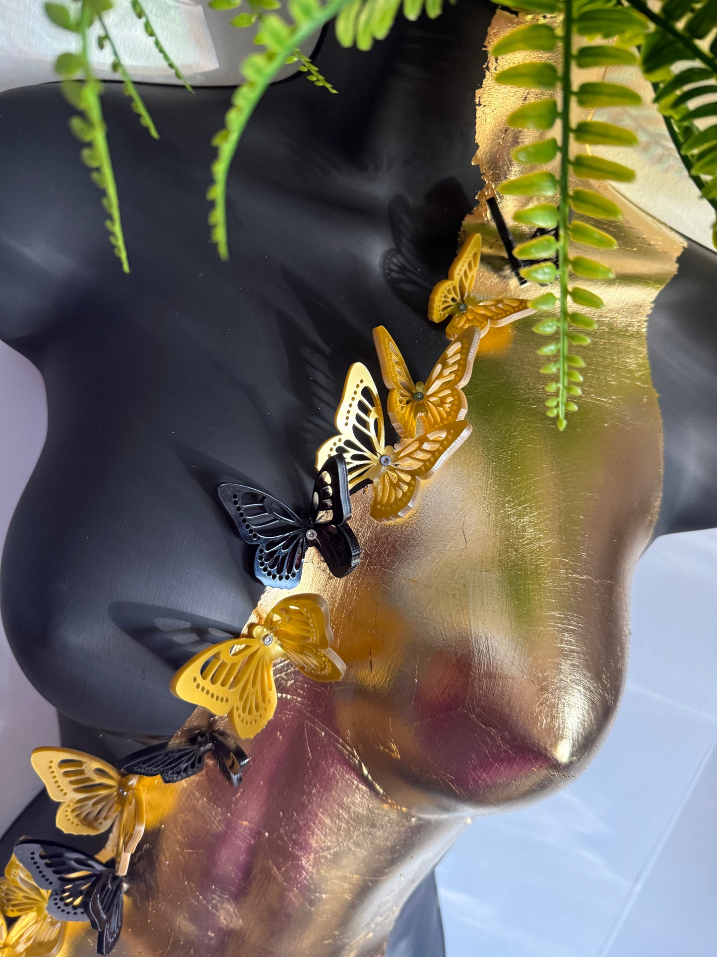 3D Butterfly Female Boobie Wall Torso Black and Gold