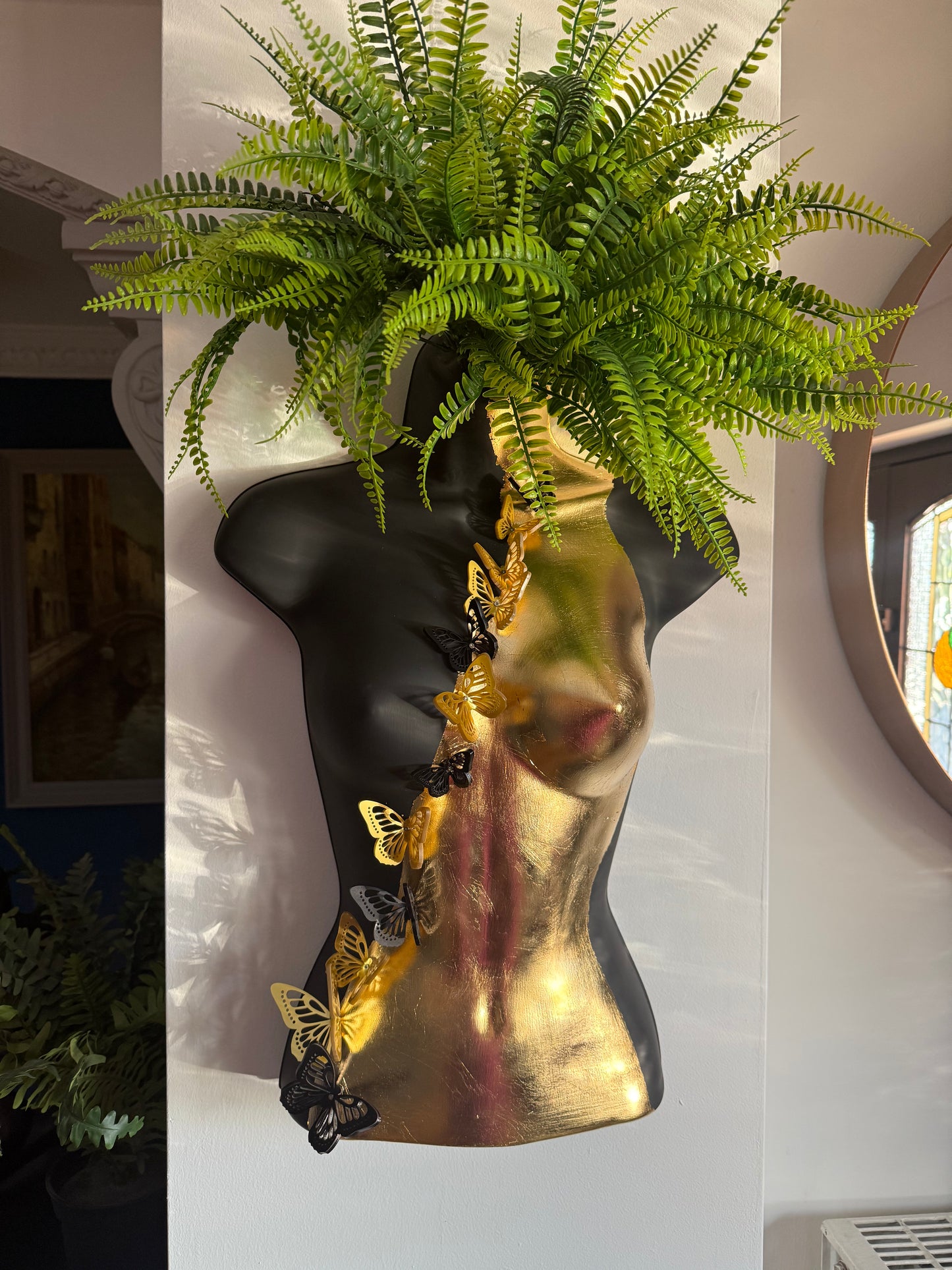 3D Butterfly Female Boobie Wall Torso Black and Gold