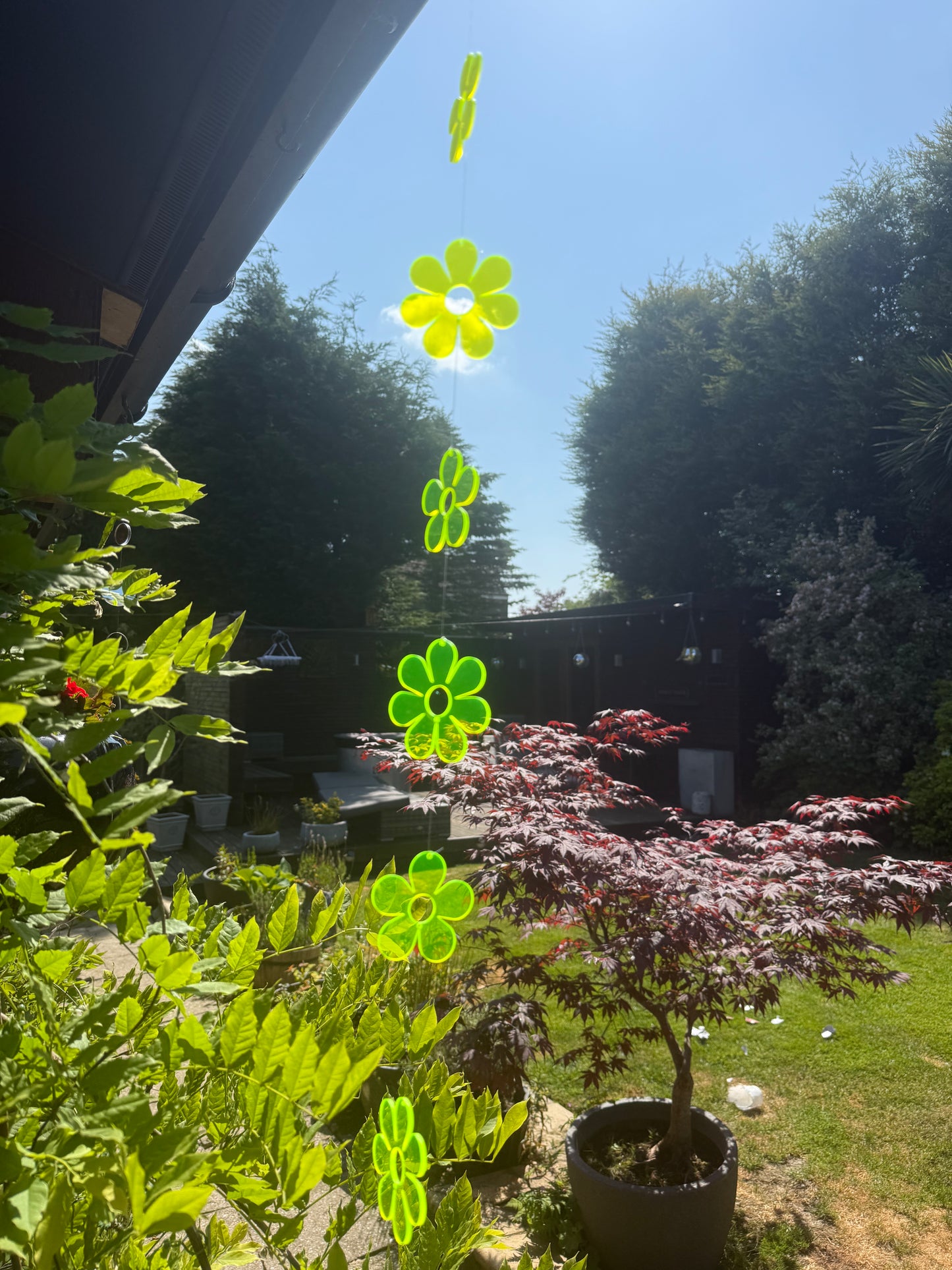 Fluorescent Flower Shaped Hanging Garden Art