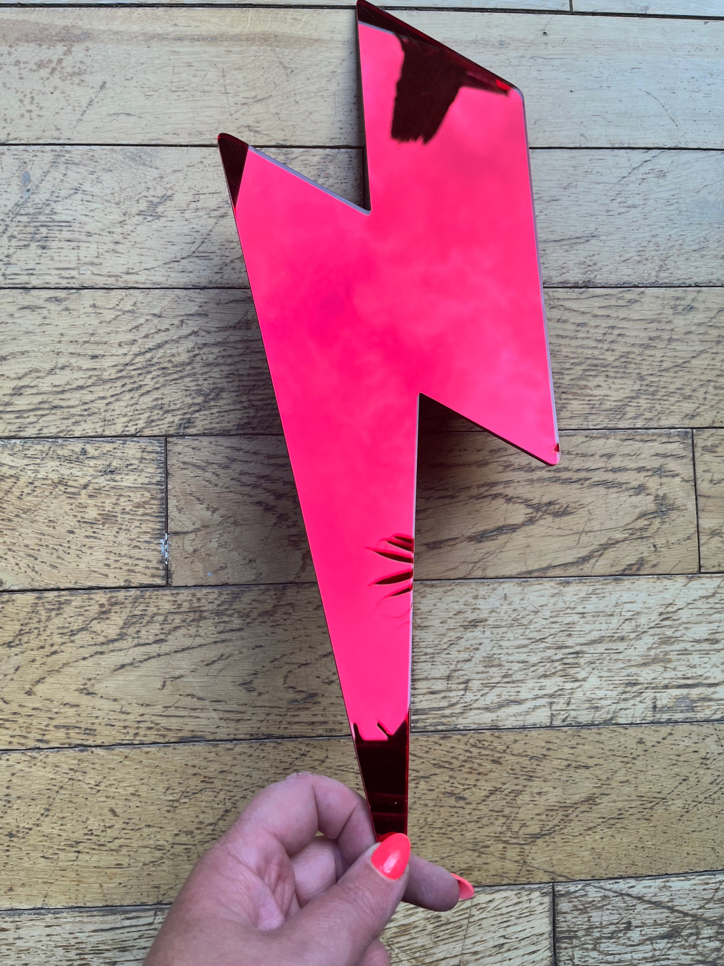 SECONDS GOLD Lightening Bolt wall decor - Acrylic - Bolt Decor - Mirror Red