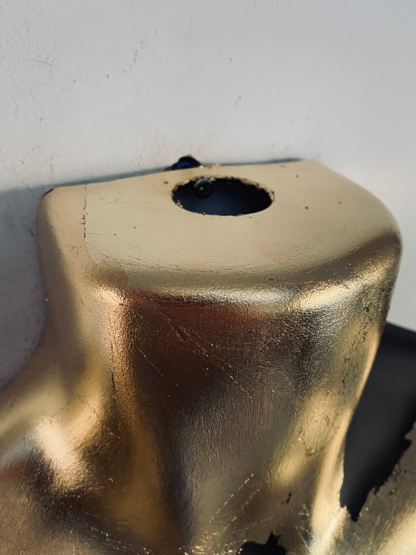 Male Wall Torso Boobie Artificial Plant Holder Warrior design with matt black and gold leaf