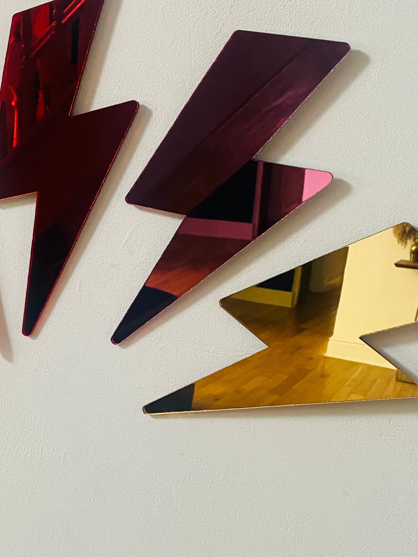 GOLD Lightening Bolt wall decor - Acrylic - Bolt Decor - Mirror GOLD