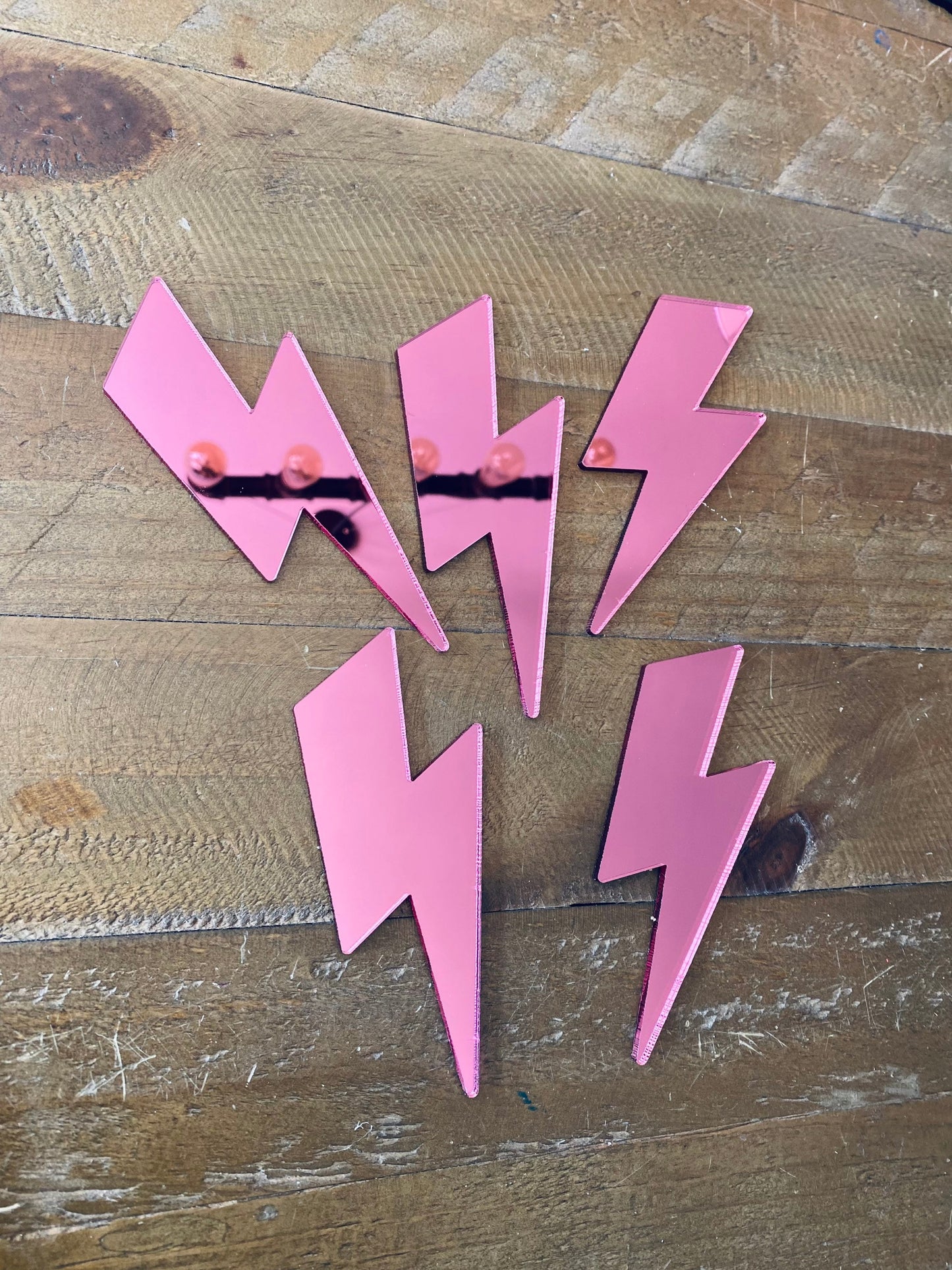5 x MINI Lightening Bolt BUNDLE - Acrylic - MIRROR Pink
