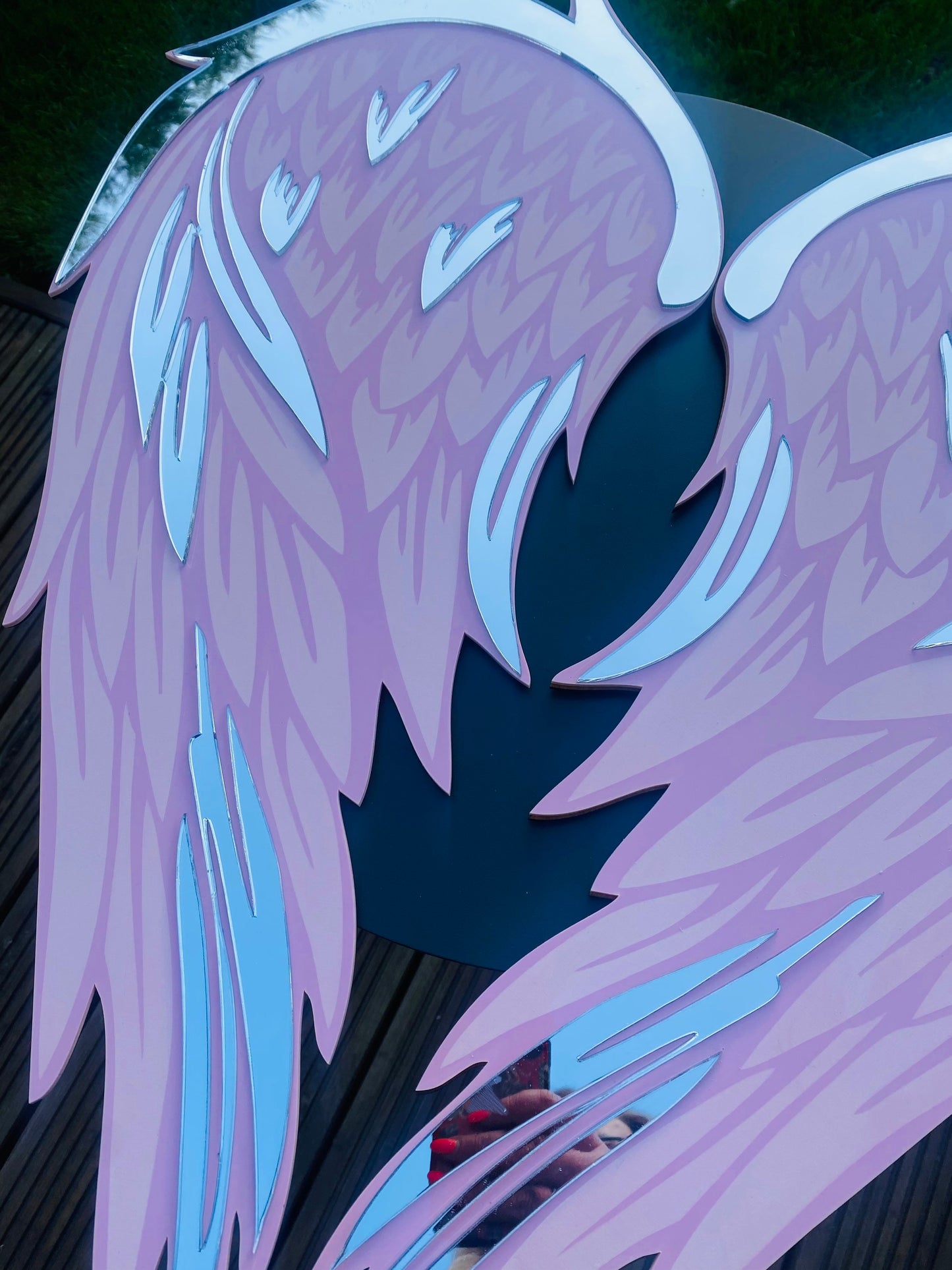 WINGS Decor - Acrylic Mirror - Angel Decor - acrylic Wall art - Pink & Silver