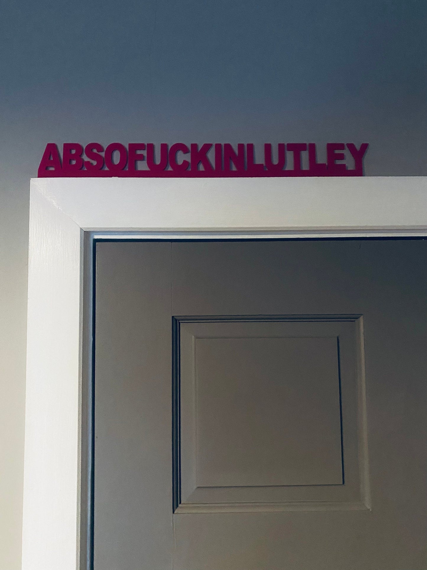 ABSOFUCKINLUTLEY - door topper, shelf decor, wall decor