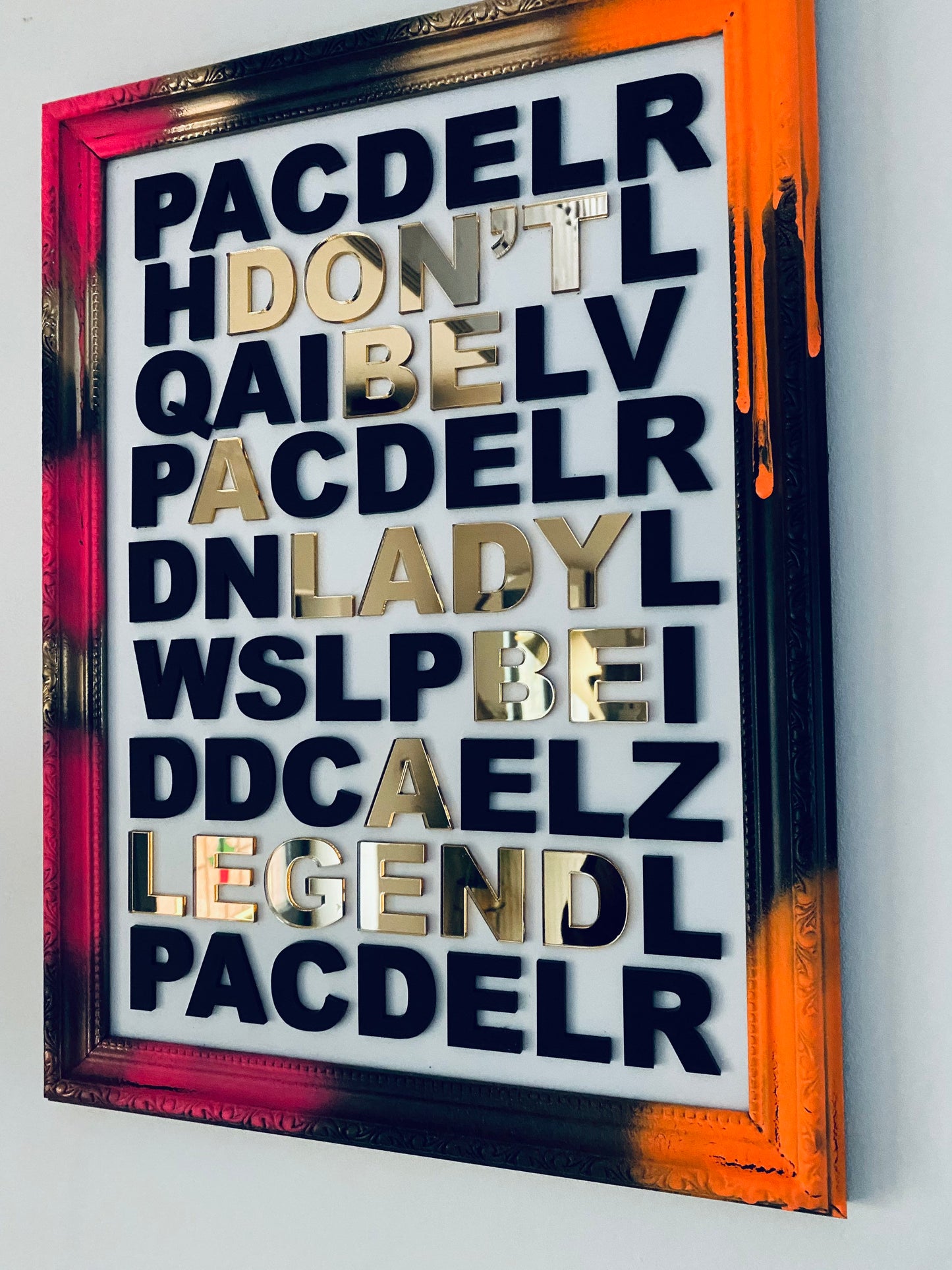 Don’t be a Lady be a Legend - Art Piece, 3D acrylic letters - choose frame colour