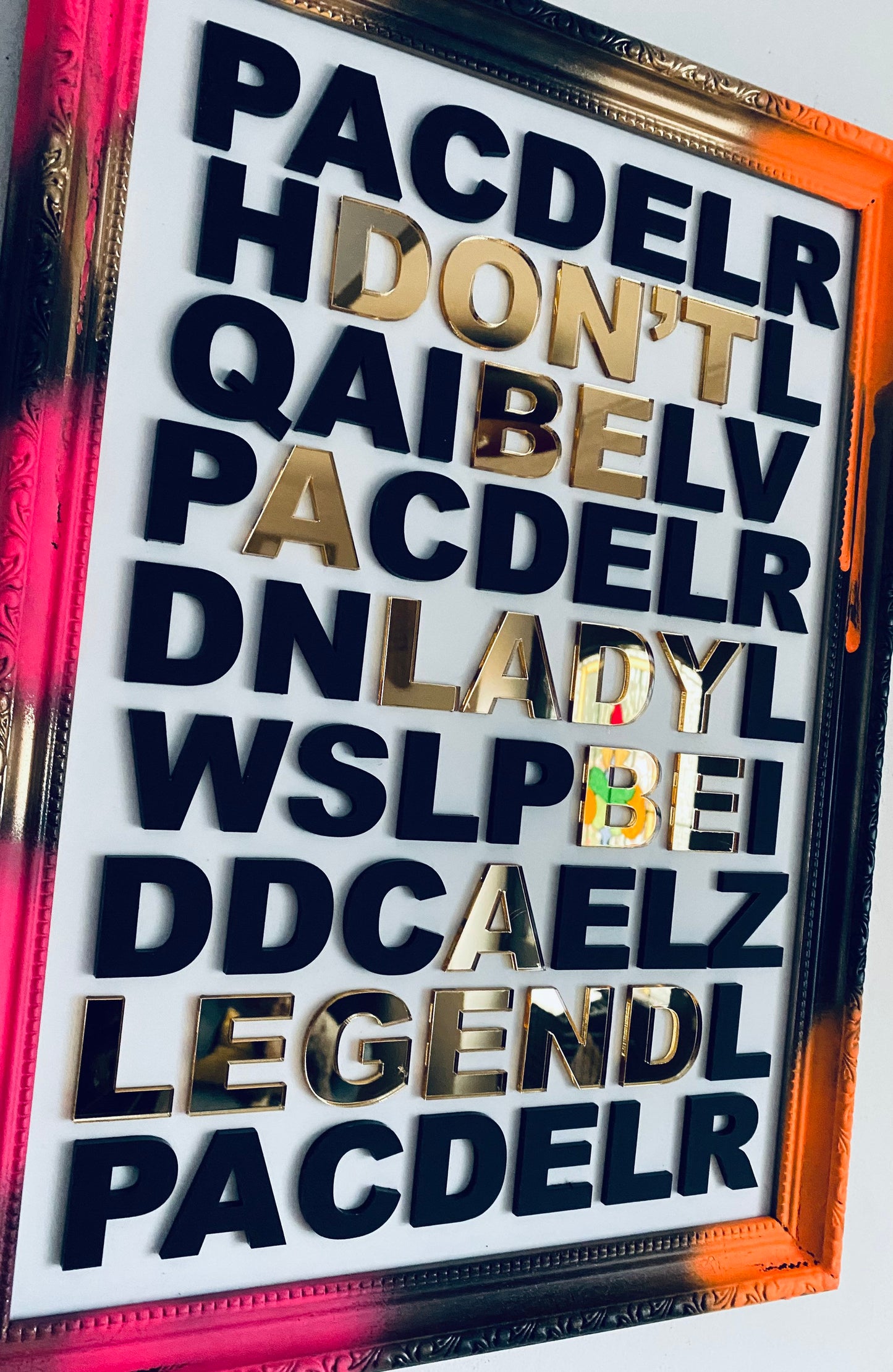Don’t be a Lady be a Legend - Art Piece, 3D acrylic letters - choose frame colour