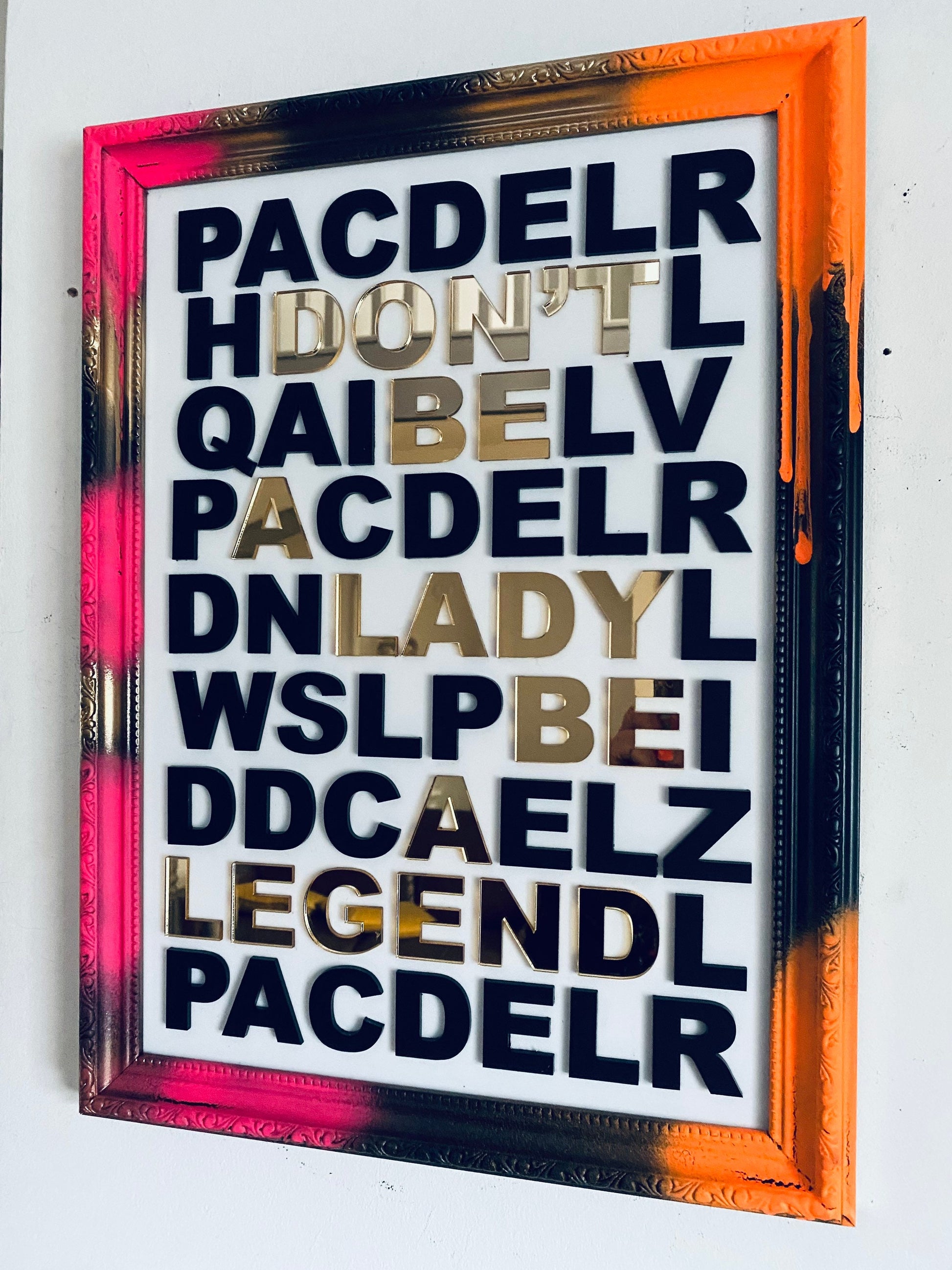 Don’t be a Lady be a Legend - Art Piece, 3D acrylic letters - choose frame colour