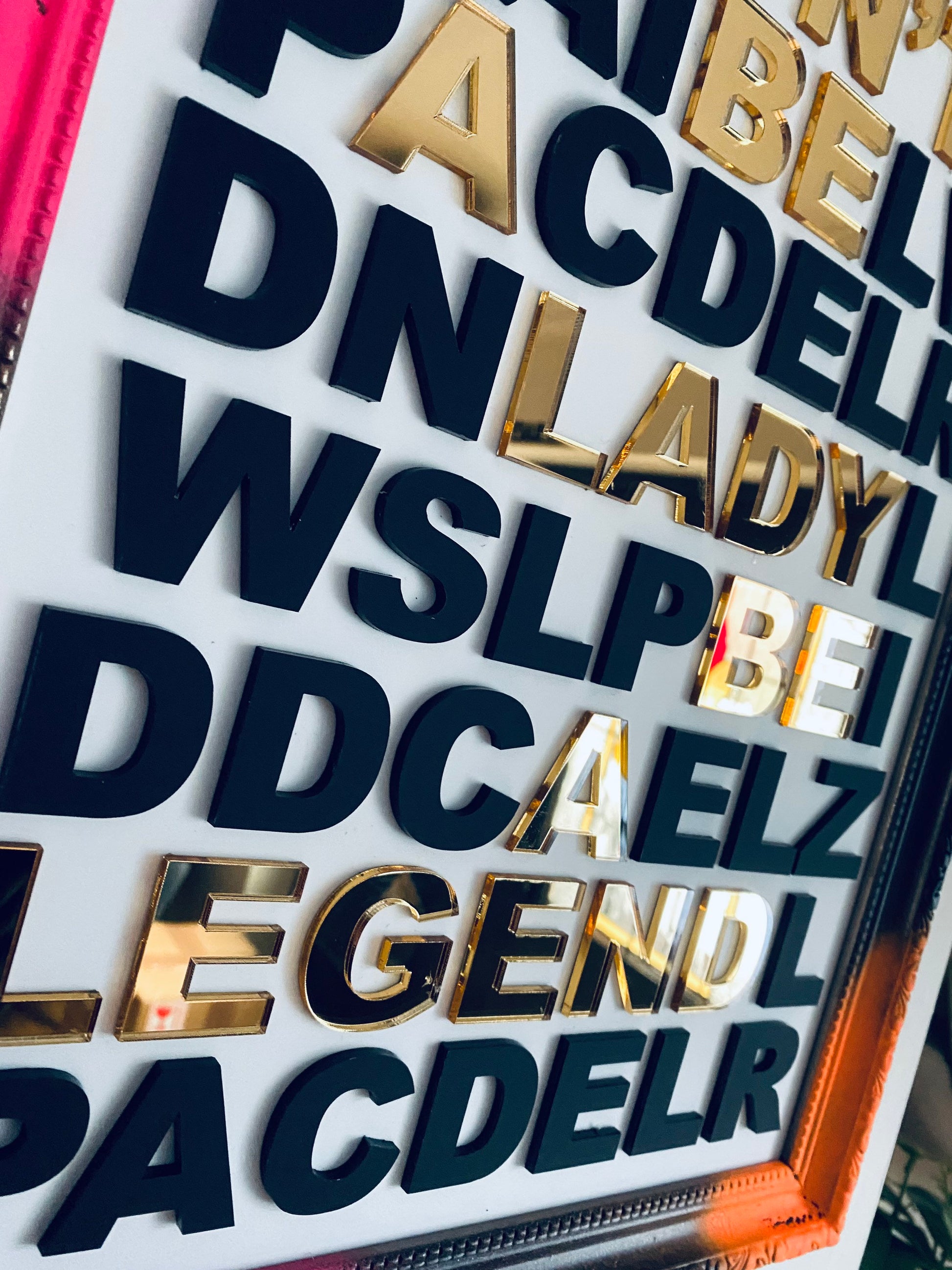 Don’t be a Lady be a Legend - Art Piece, 3D acrylic letters - choose frame colour