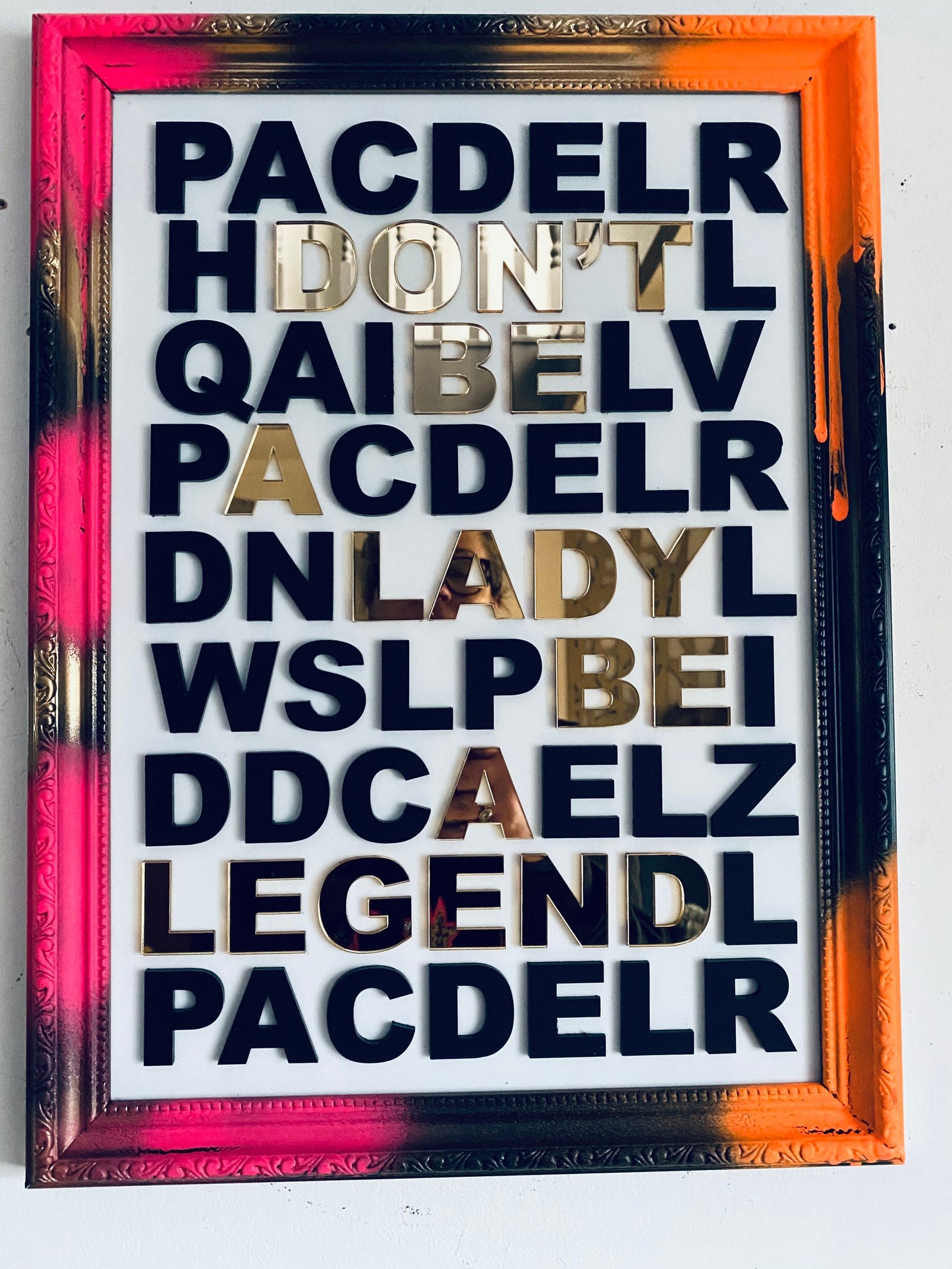 Don’t be a Lady be a Legend - Art Piece, 3D acrylic letters - choose frame colour