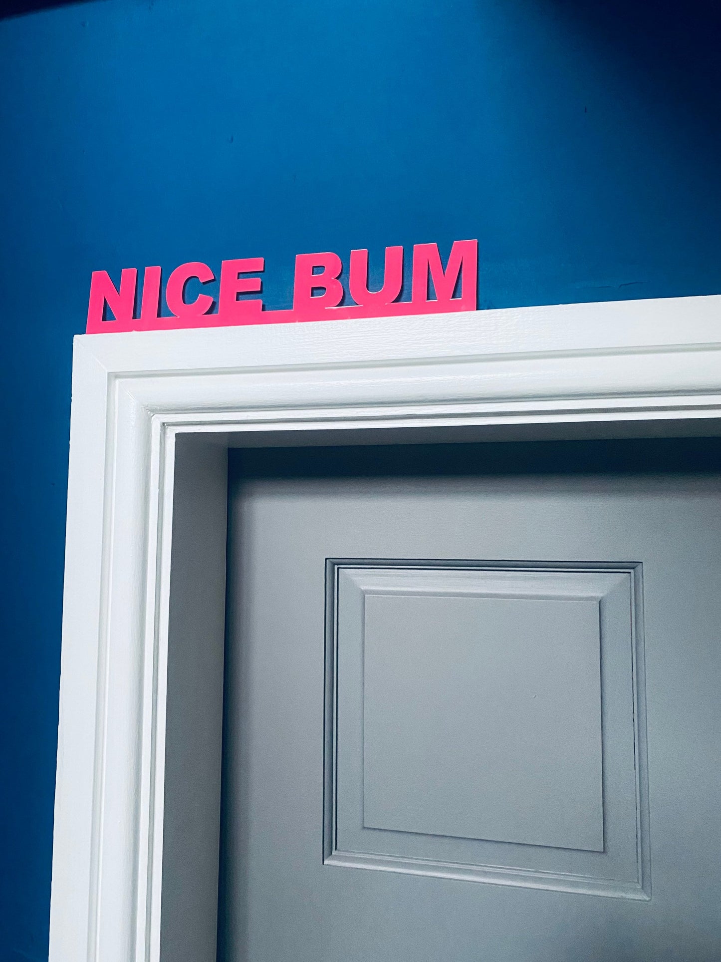 NICE BUM - door topper, shelf decor, wall decor