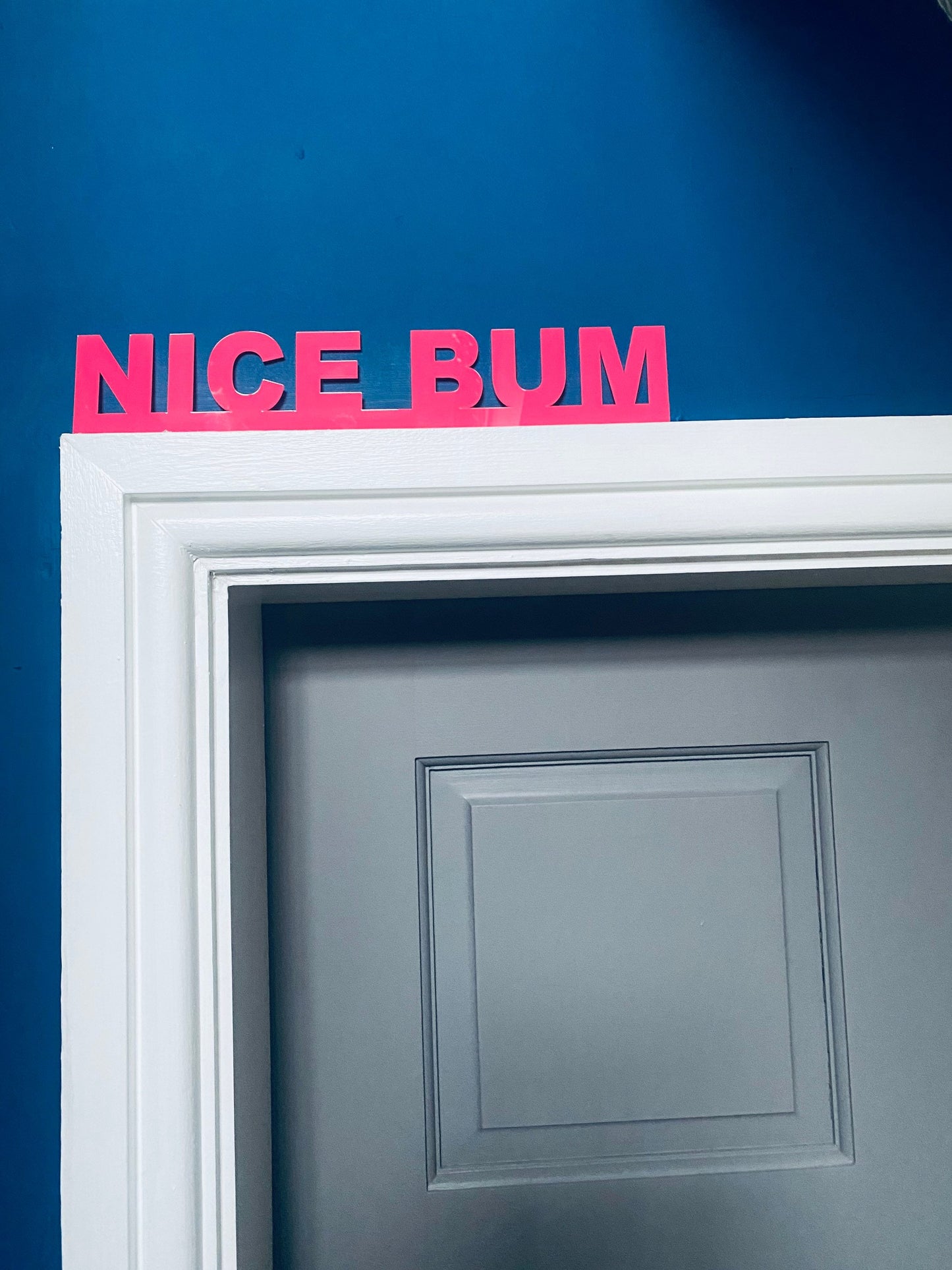 NICE BUM - door topper, shelf decor, wall decor
