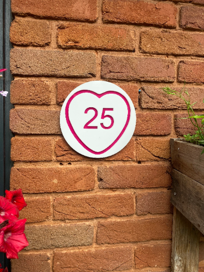 LOVE HEART acrylic house number sign , House Sign, House Numbers,