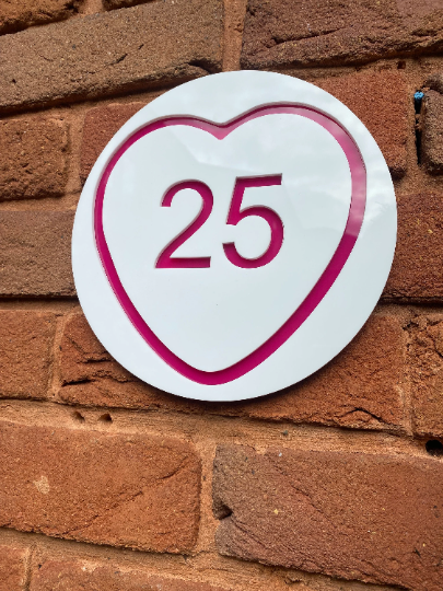 LOVE HEART acrylic house number sign , House Sign, House Numbers,