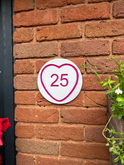 LOVE HEART acrylic house number sign , House Sign, House Numbers,