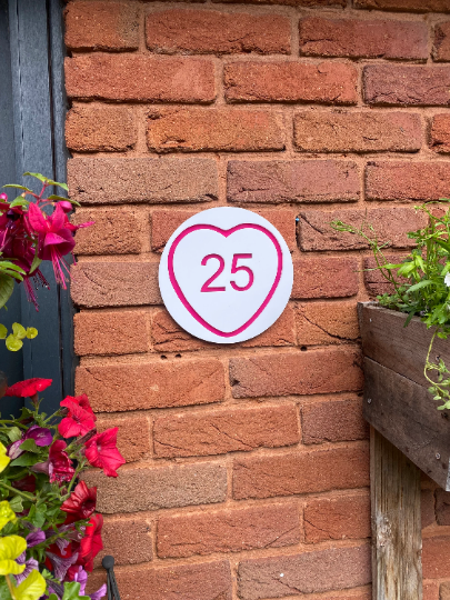 LOVE HEART acrylic house number sign , House Sign, House Numbers,