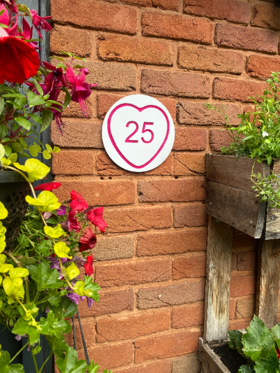 LOVE HEART acrylic house number sign , House Sign, House Numbers,