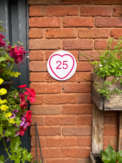 LOVE HEART acrylic house number sign , House Sign, House Numbers,