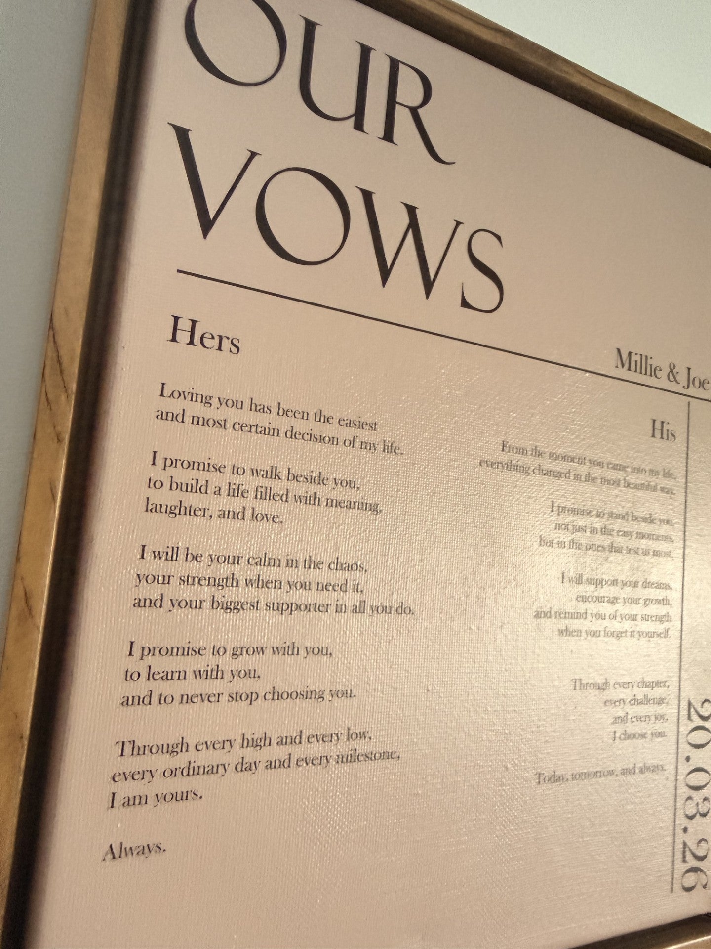 Personalised Wedding Vows