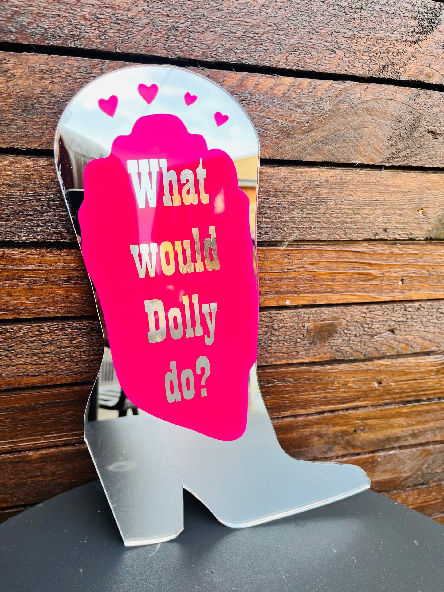 Cowboy Boot Mirror Wall Art - What would Dolly do?