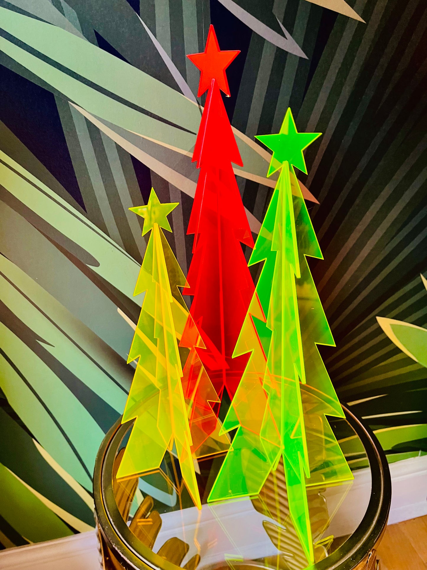 Minimalist Neon Live Edge Acrylic Christmas Tree