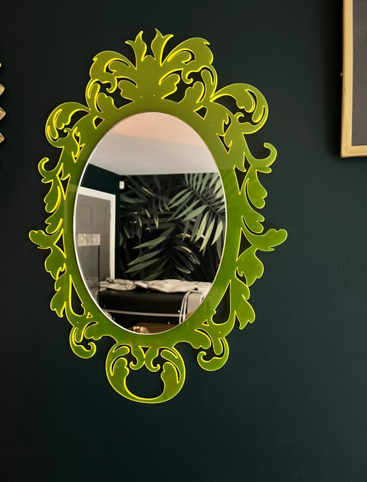 Ornate Neon Light Edge Framed Mirror