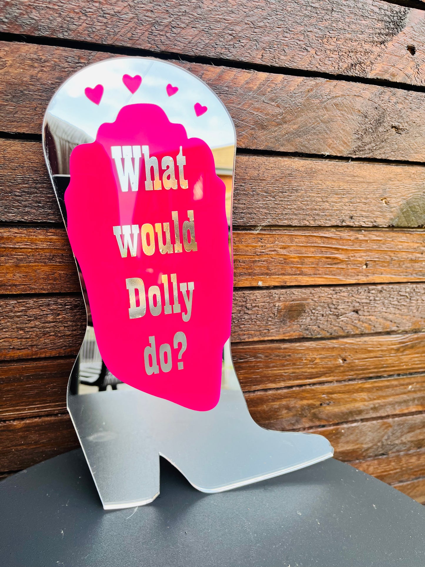 Cowboy Boot Mirror Wall Art - What would Dolly do?