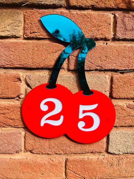 CHERRY HOUSE SIGN, house numbers, acrylic house numbers