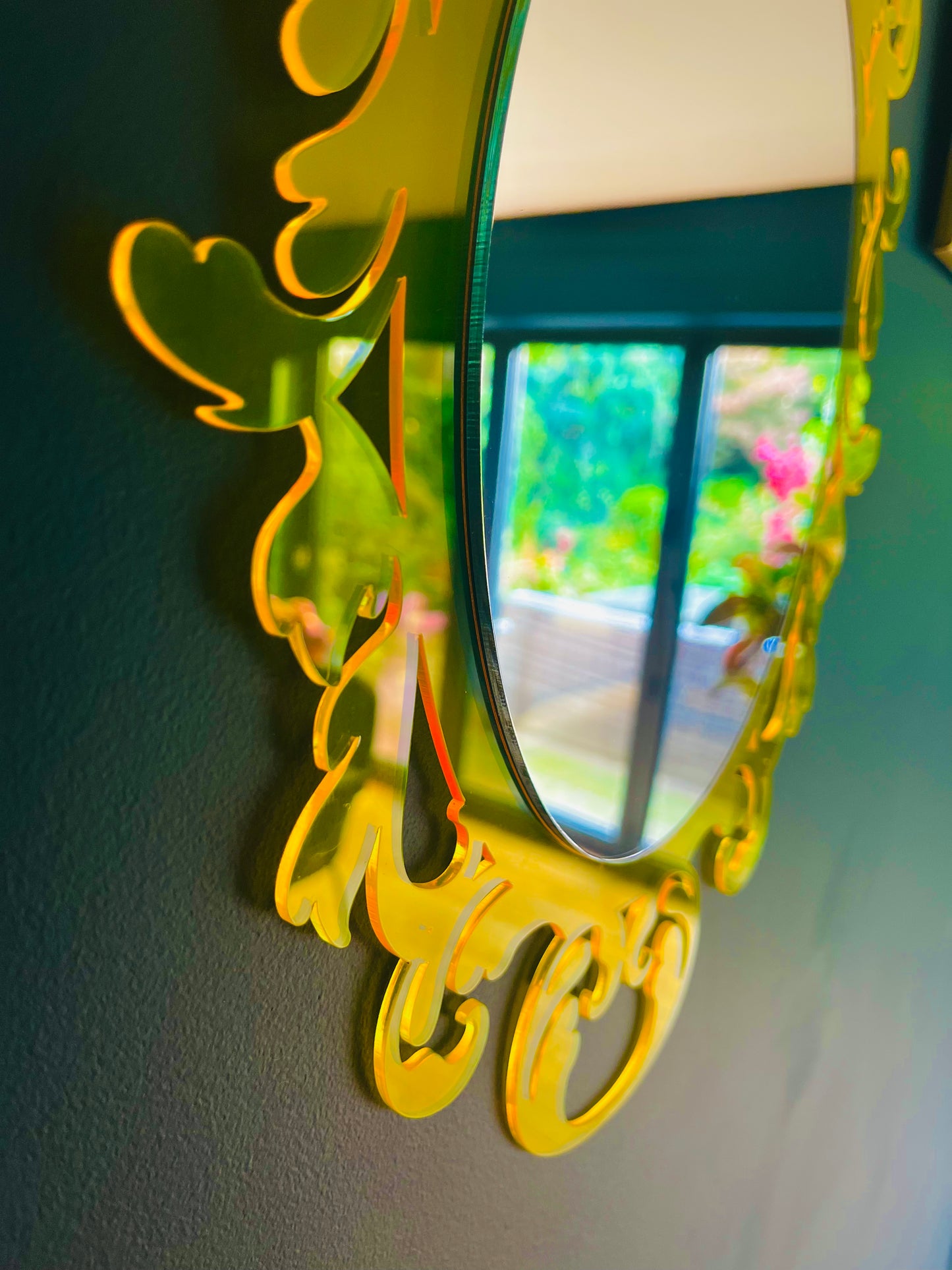 Ornate Neon Light Edge Framed Mirror