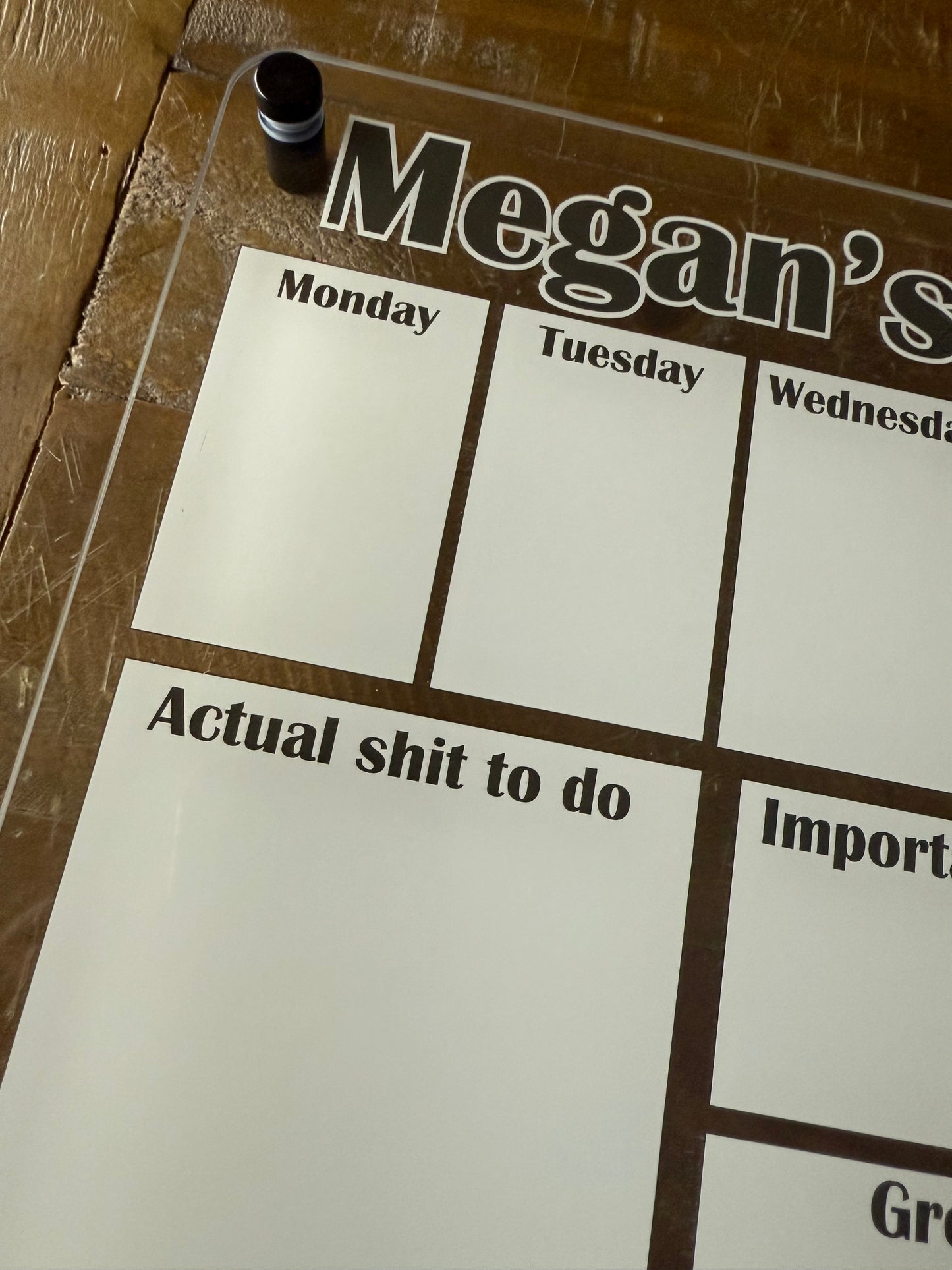 'Endless List of SHIT to do' - Wipe Clean Acrylic Planner