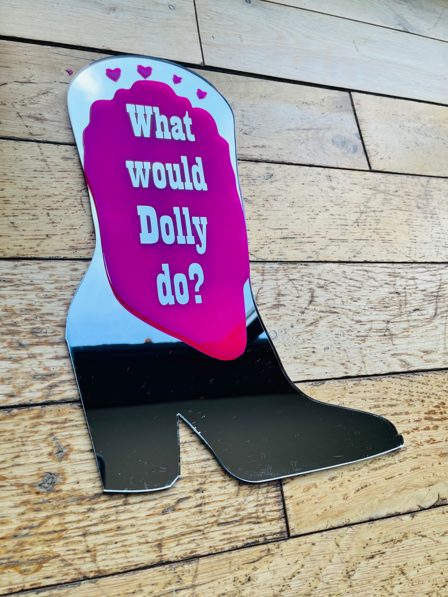 Cowboy Boot Mirror Wall Art - What would Dolly do?