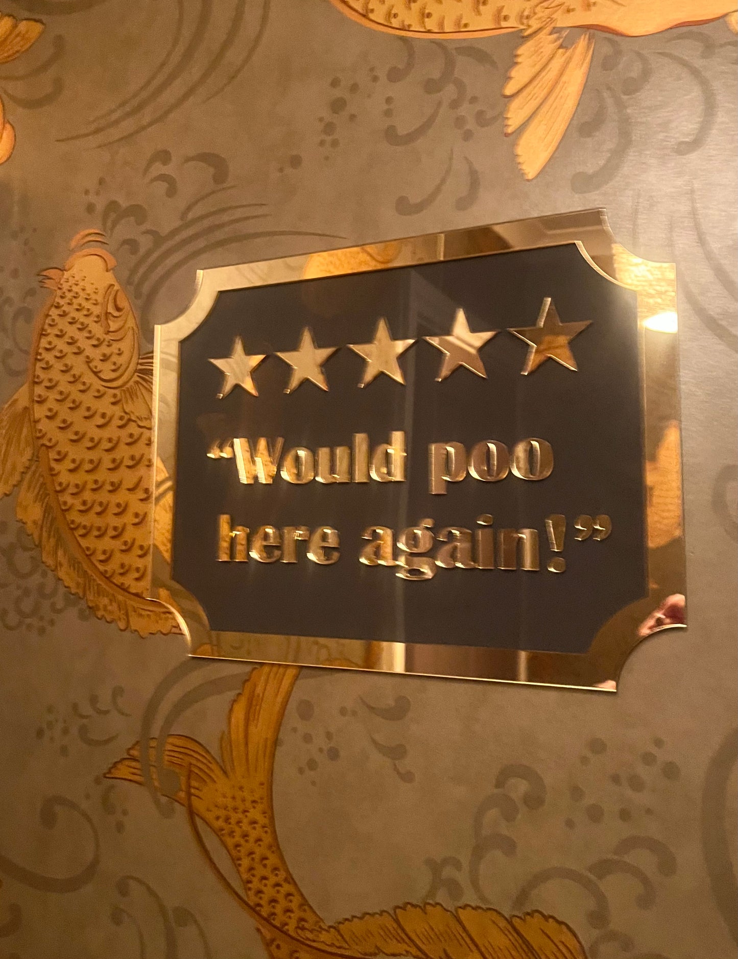 5 STARS - Would Poo Here Again - Wall Art Sign