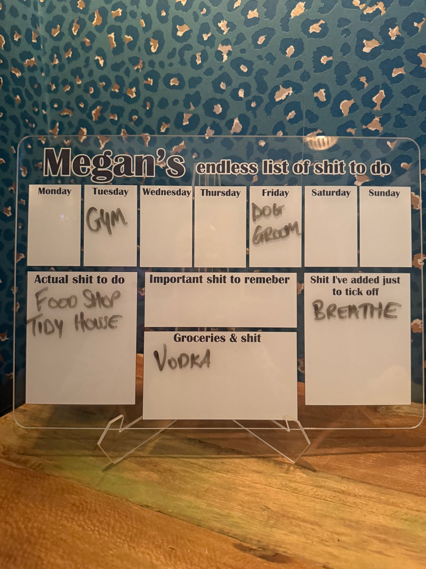 'Endless List of SHIT to do' - Wipe Clean Acrylic Planner