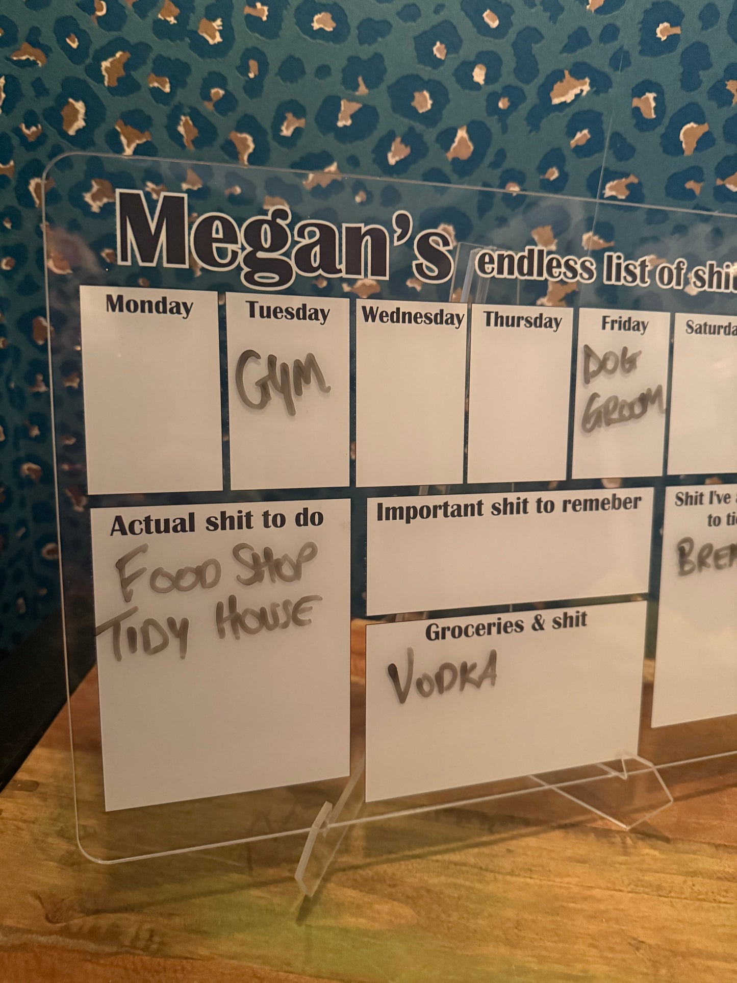 'Endless List of SHIT to do' - Wipe Clean Acrylic Planner