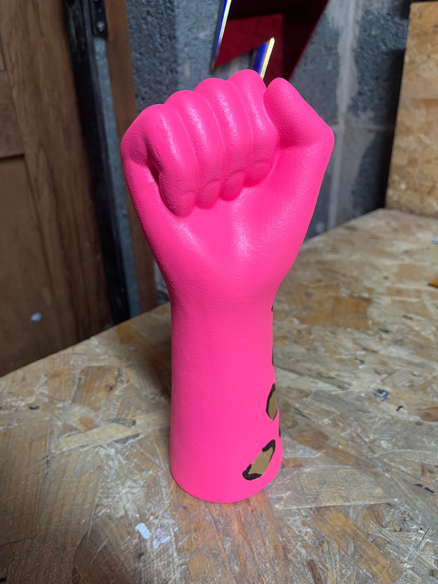 Leopard print hand vase