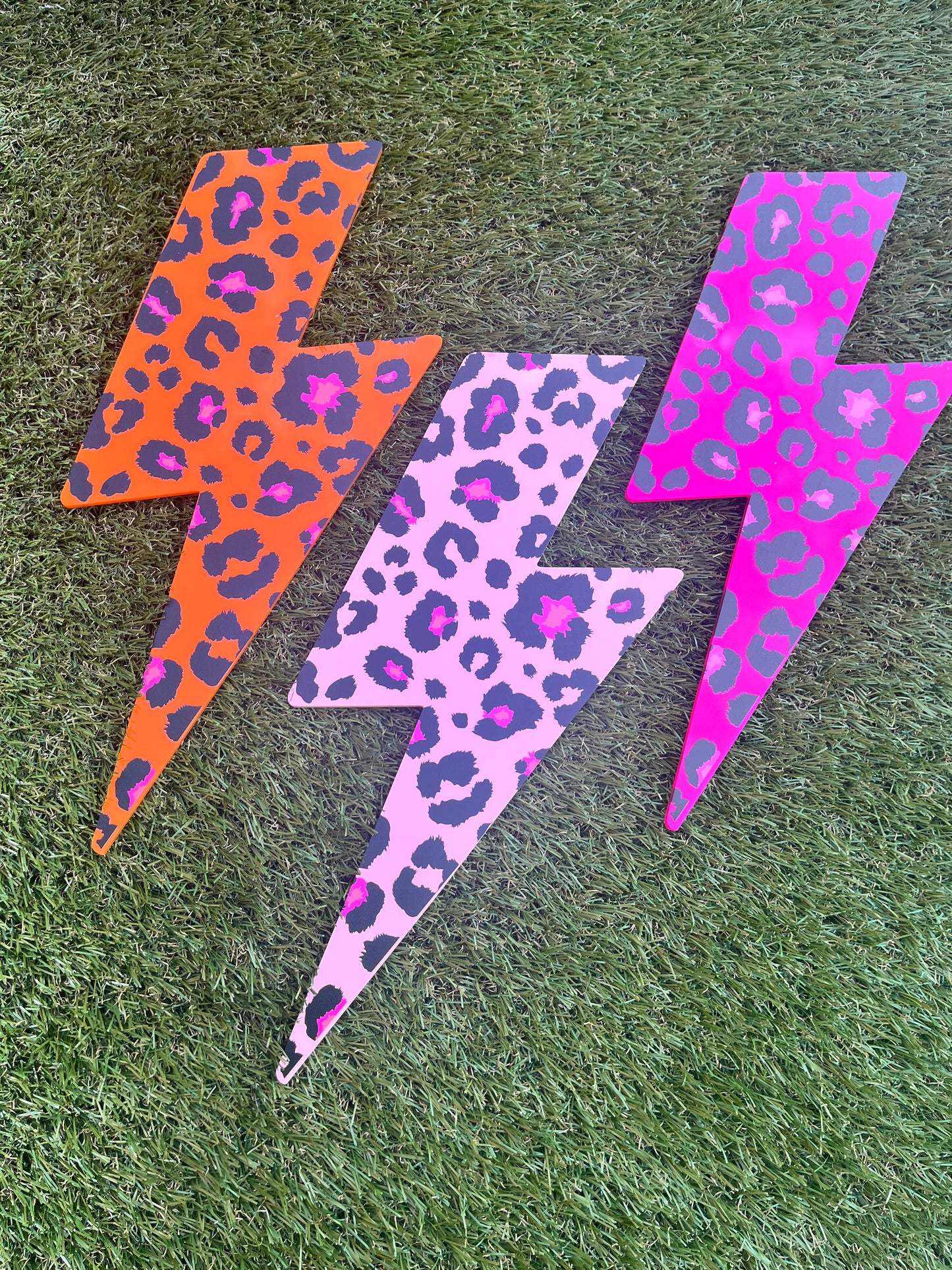 Leopard Print Lightening Bolt wall decor   - Acrylic - Bolt Decor