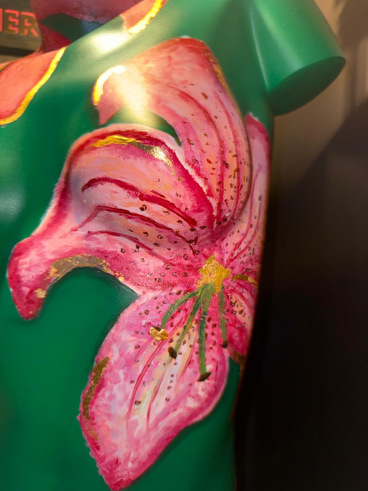 Hand Painted Lillies Torso Lamp