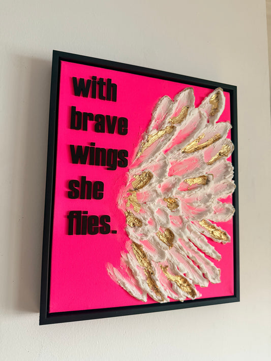 'With Brave Wings She Flies', Hand Finished Framed Canvas Art