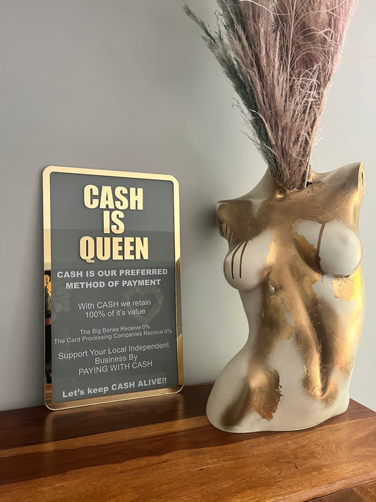 CASH IS QUEEN business sign