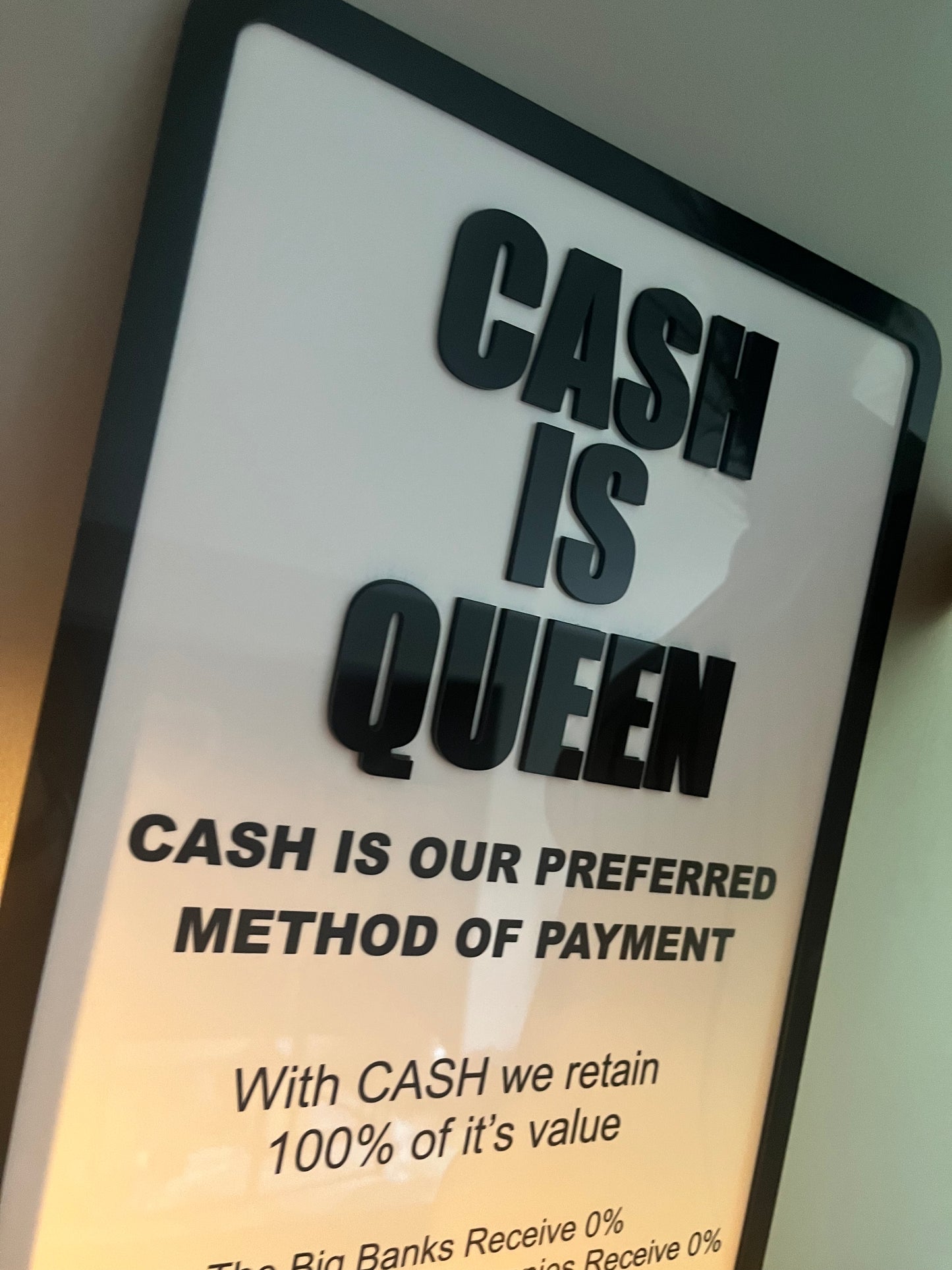 CASH IS QUEEN business sign