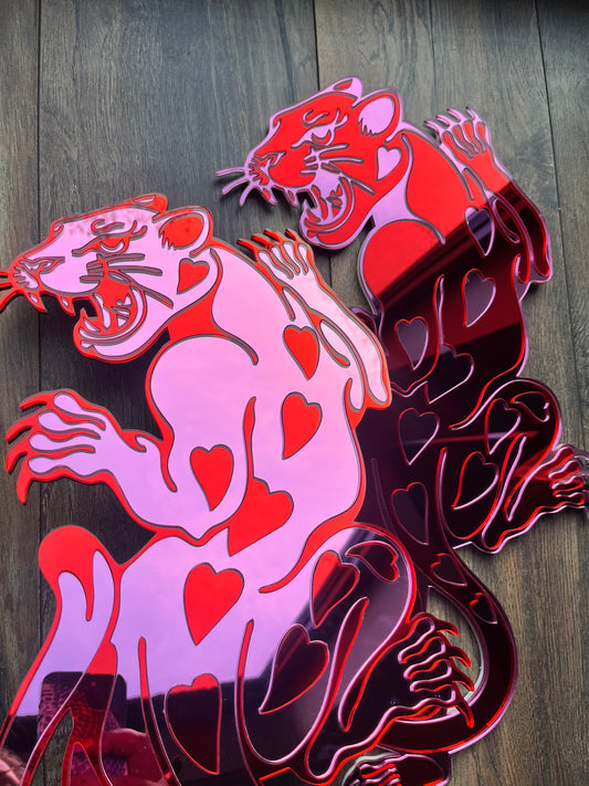 Heart Panther Mirror Wall Art