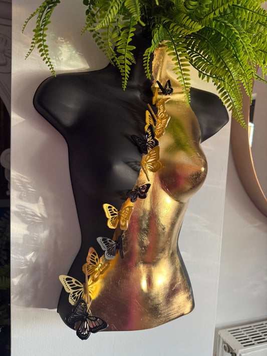 3D Butterfly Female Boobie Wall Torso Black and Gold
