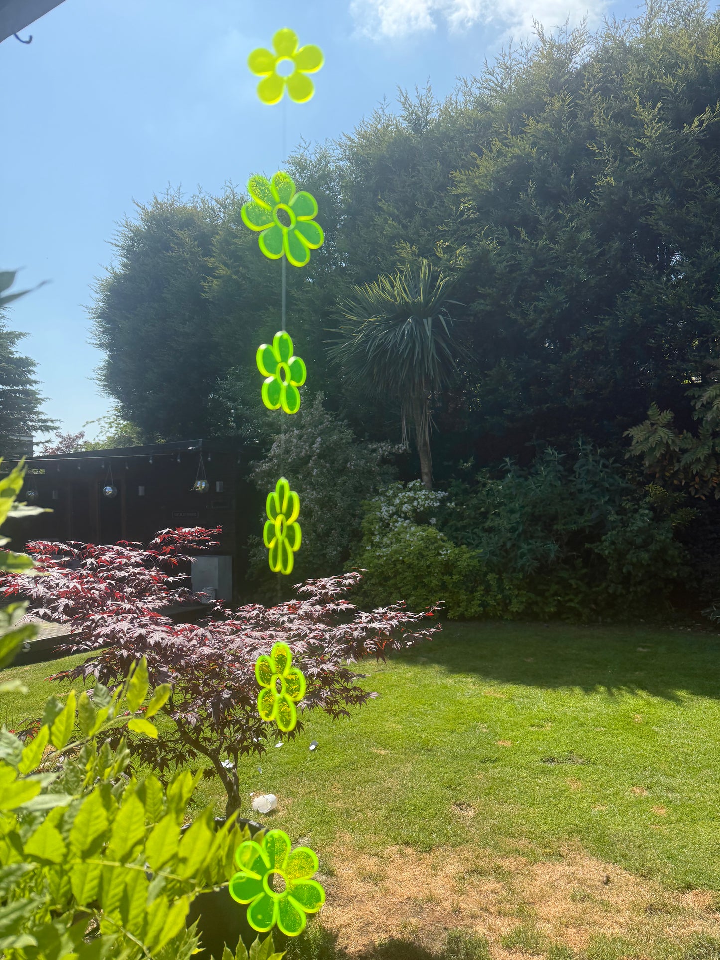 Fluorescent Flower Shaped Hanging Garden Art