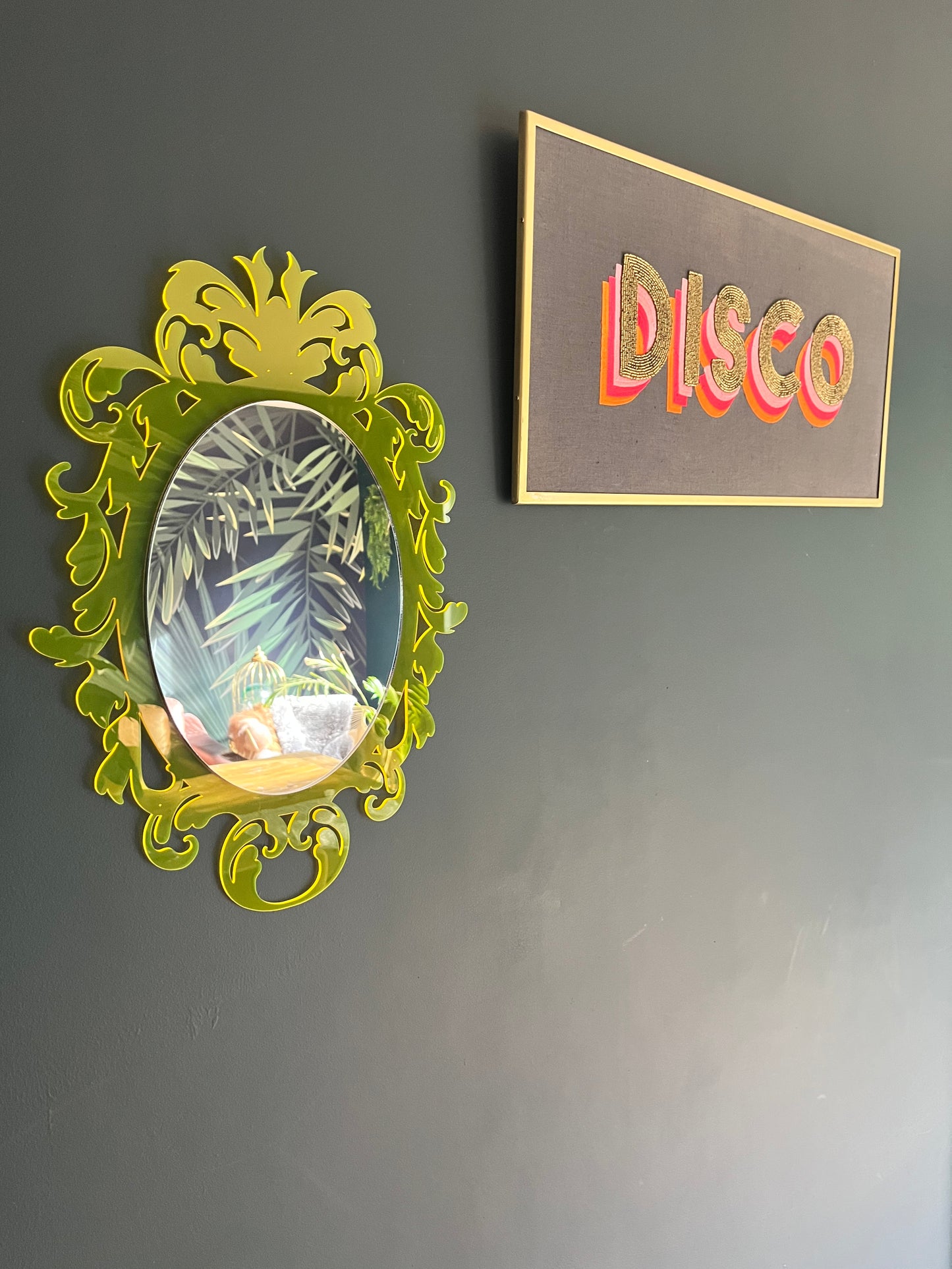 Ornate Neon Light Edge Framed Mirror